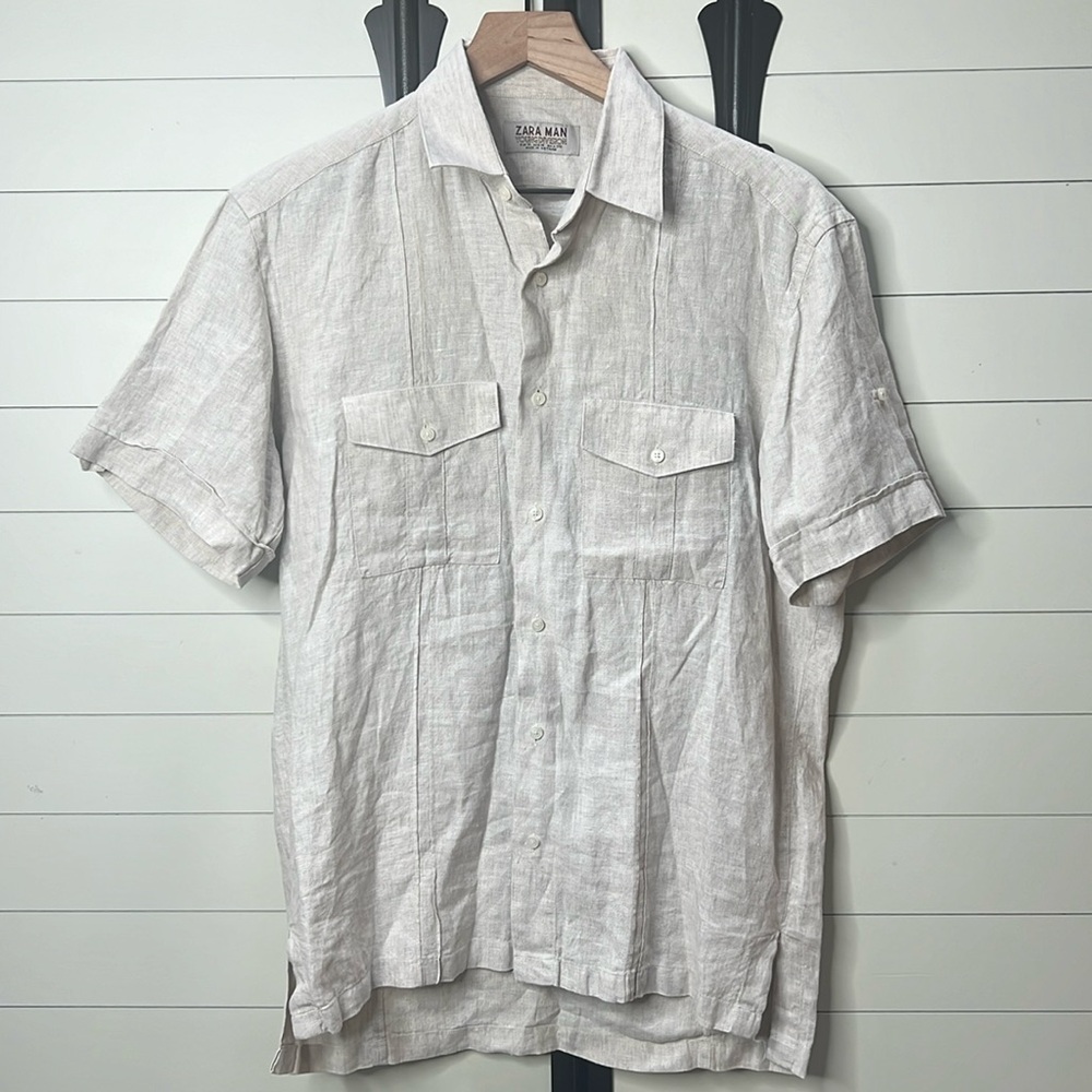 Zara Man 100% linen buttondown shirt Medium